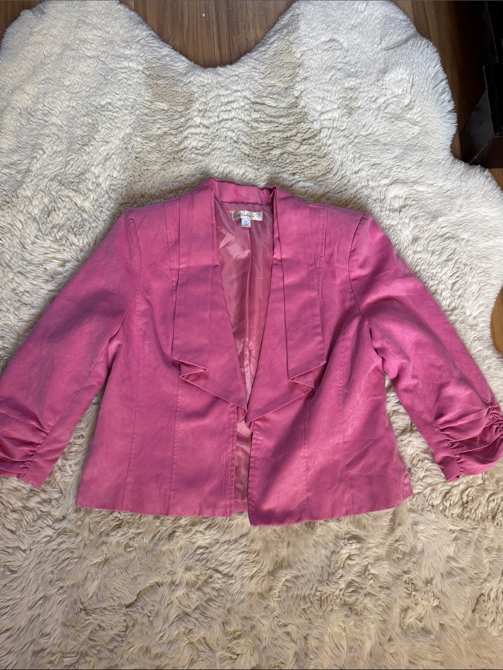 Women’s Dress Barn Pink Sueded Open-Front Blazer Jacket Medium